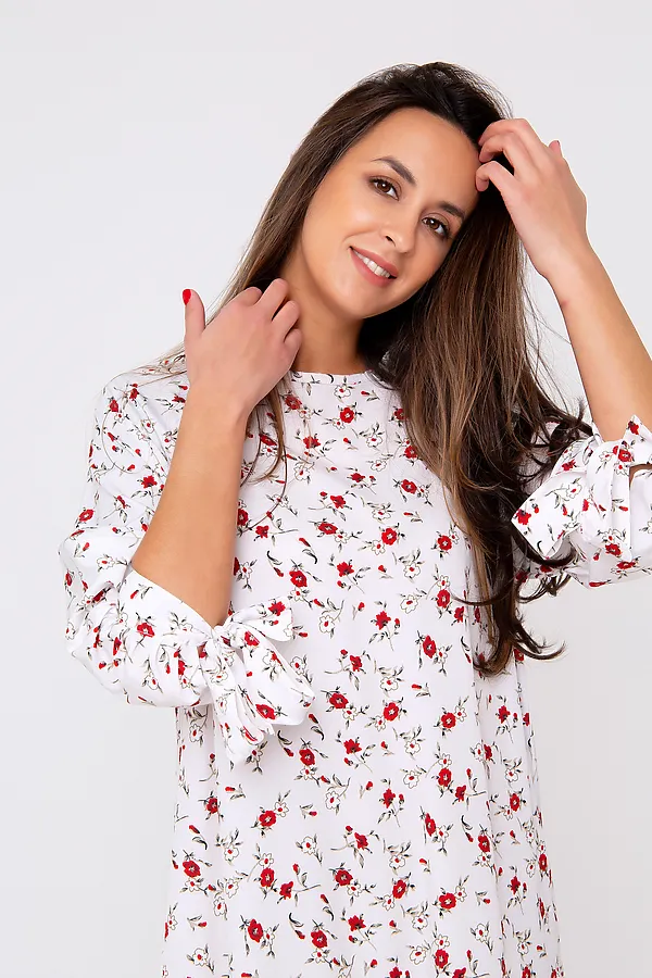 Платье 305WHT НАТАЛИ, белый/цветы - фото 2