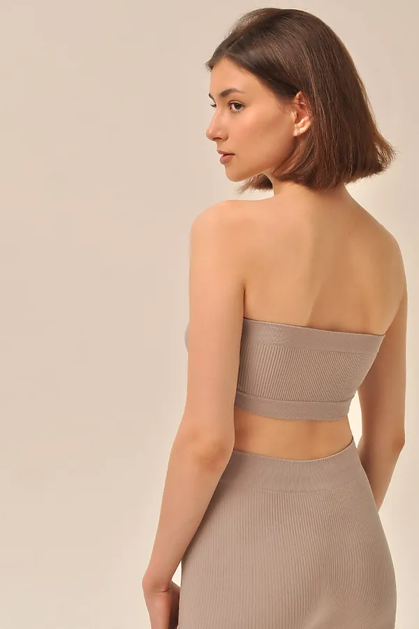 MY Топ женский BU105 TOP BANDEAU RIB(1/100) (moon (льняной) MY, moon (льняной) - фото 2