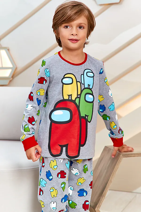 Пижама с брюками Juno AW21BJ631 Sleepwear Boys серый меланж амонг НАТАЛИ, серый меланж амонг - фото 2