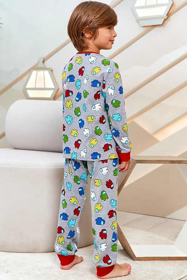 Пижама с брюками Juno AW21BJ631 Sleepwear Boys серый меланж амонг НАТАЛИ, серый меланж амонг - фото 2