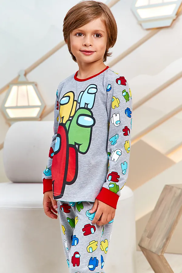 Пижама с брюками Juno AW21BJ631 Sleepwear Boys серый меланж амонг НАТАЛИ, серый меланж амонг - фото 2