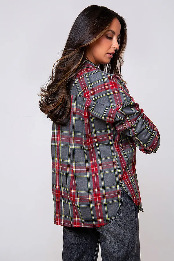 Рубашка 274GRY НАТАЛИ, серый/клетка - фото 2