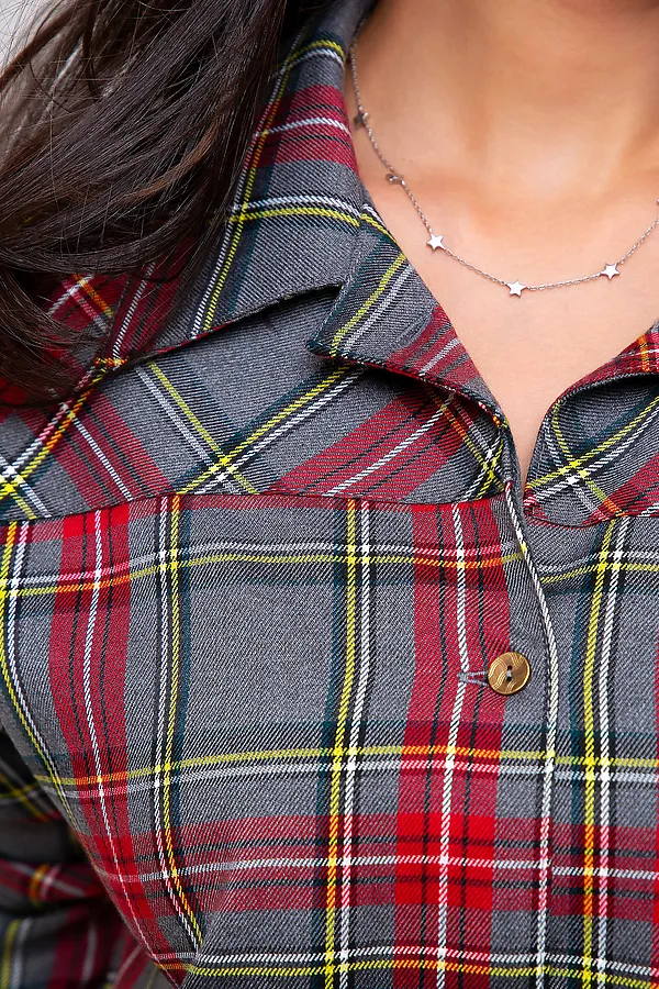 Рубашка 274GRY НАТАЛИ, серый/клетка - фото 2