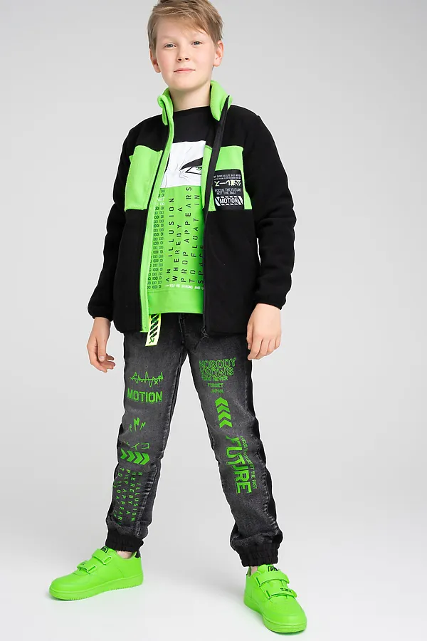 Толстовка PLAYTODAY, черный,светло-зеленый - фото 2