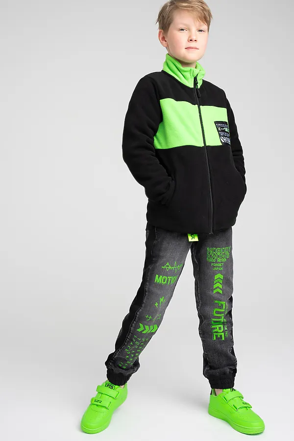 Толстовка PLAYTODAY, черный,светло-зеленый - фото 2