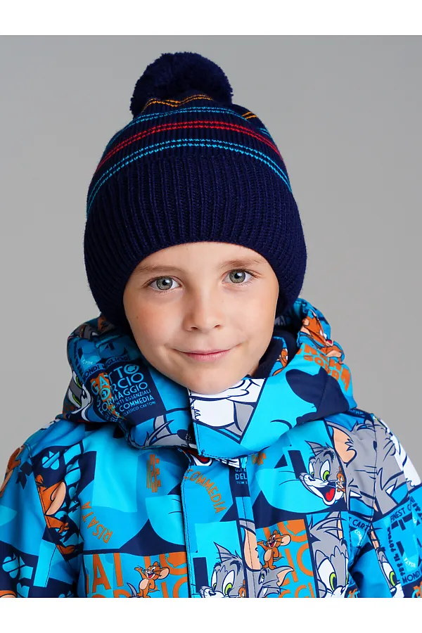 Шапка  PLAYTODAY, тёмно-синий,цветной - фото 2