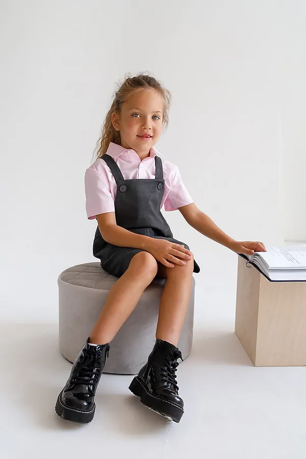 Сарафан Школа антрацит меланж MINIDINO, антрацит меланж - фото 2