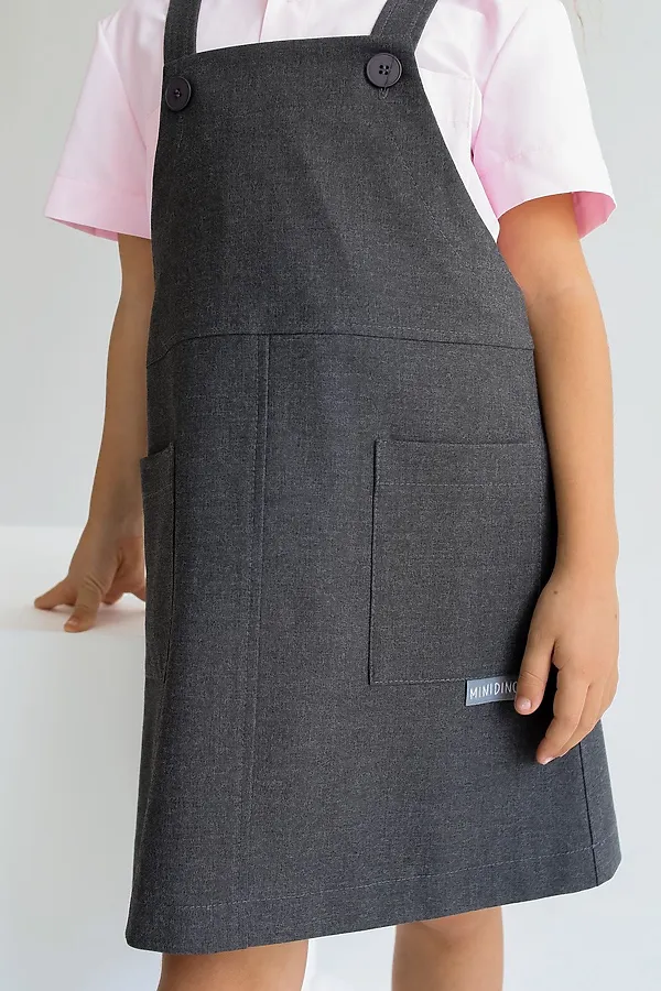 Сарафан Школа антрацит меланж MINIDINO, антрацит меланж - фото 2