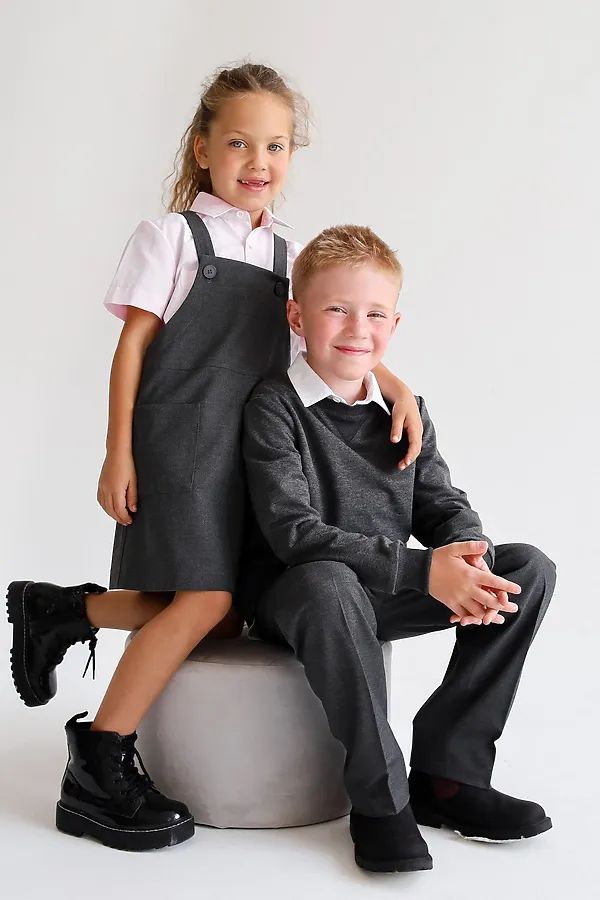 Сарафан Школа антрацит меланж MINIDINO, антрацит меланж - фото 2