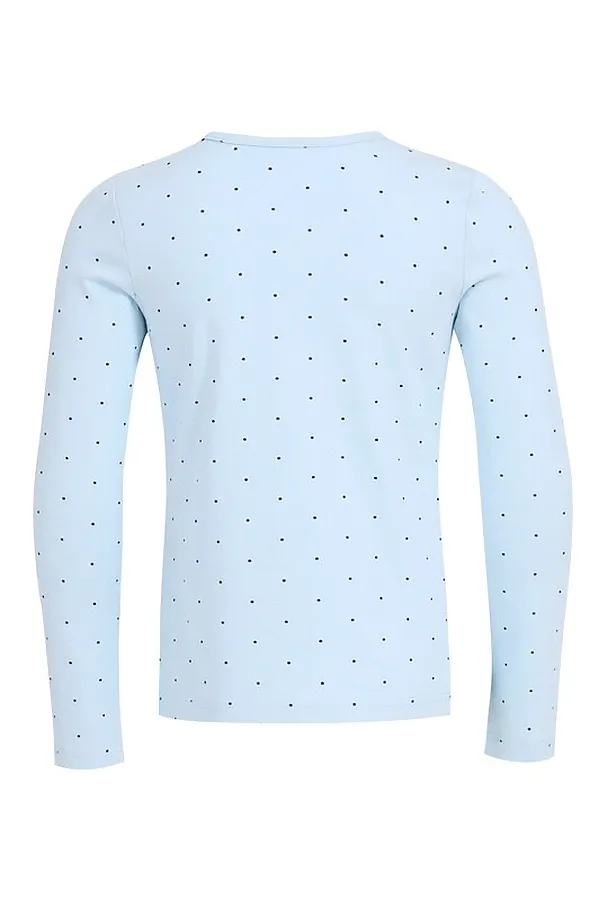 Лонгслив  АПРЕЛЬ, темно-синий горох 2 на светло-голубом - фото 2