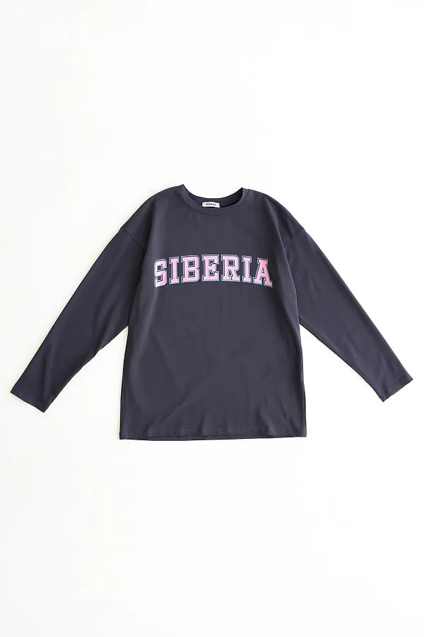 Лонгслив взр. принт SIBERIA графит MINIDINO, графит, принт siberia - фото 2