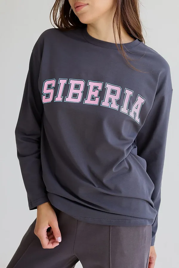 Лонгслив взр. принт SIBERIA графит MINIDINO, графит, принт siberia - фото 2
