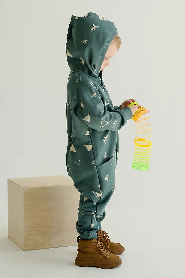 Комбинезон Оптима принт треугольник васаби MINIDINO, принт треугольник васаби - фото 2
