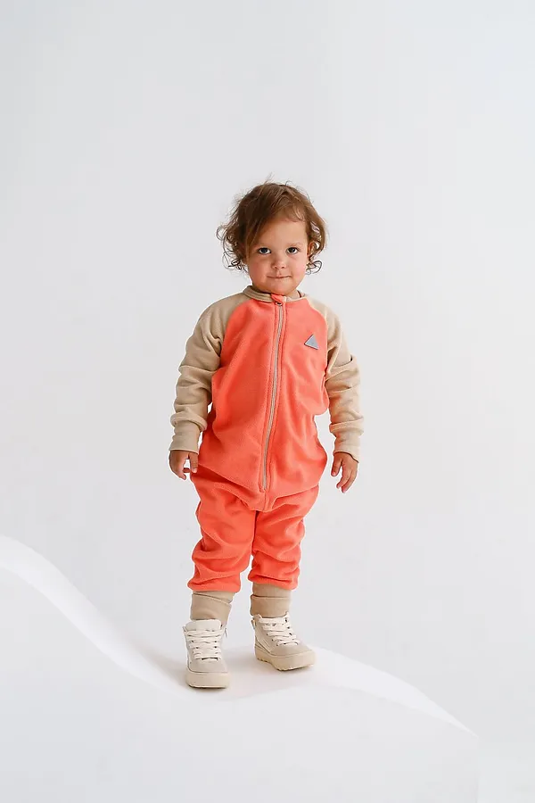 Комбинезон-поддева Colour block персик MINIDINO, персик - фото 2