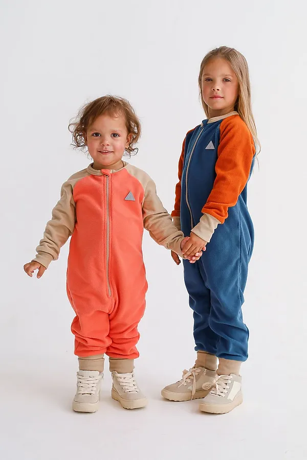 Комбинезон-поддева Colour block персик MINIDINO, персик - фото 2