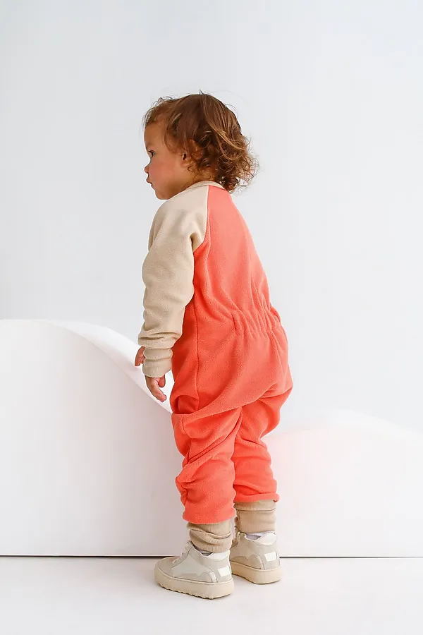 Комбинезон-поддева Colour block персик MINIDINO, персик - фото 2