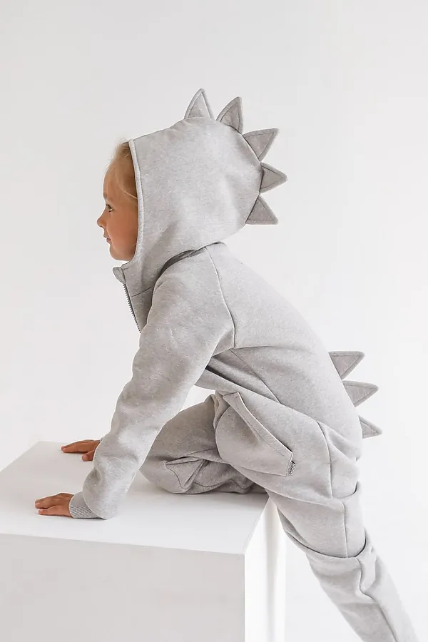 Комбинезон начес Дино 22 серый меланж MINIDINO, серый меланж - фото 2