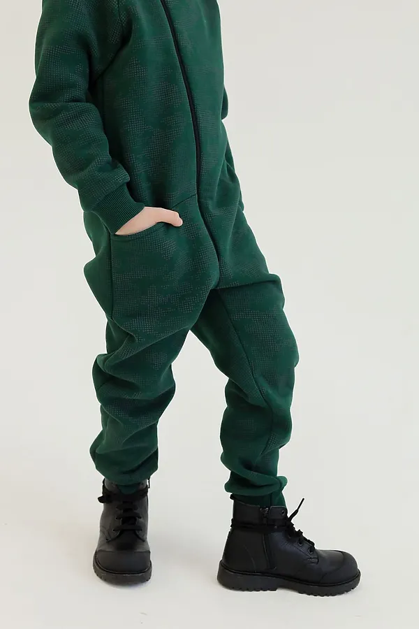 Комбинезон Диджитал начес изумруд MINIDINO, изумруд - фото 2