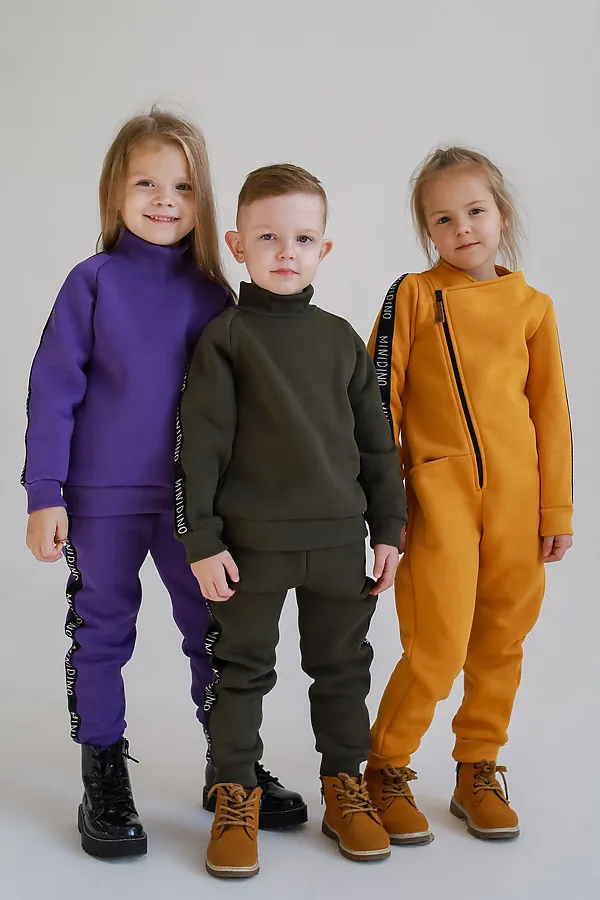 Комбинезон с начесом Лампасы горчица MINIDINO, горчица - фото 2