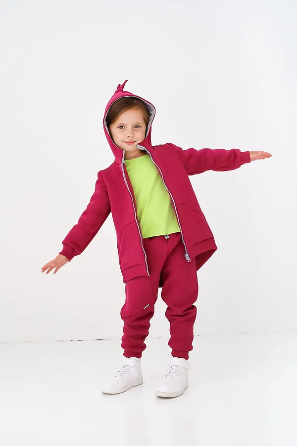 Толстовка начес Дино 22 ягода MINIDINO, ягода - фото 2