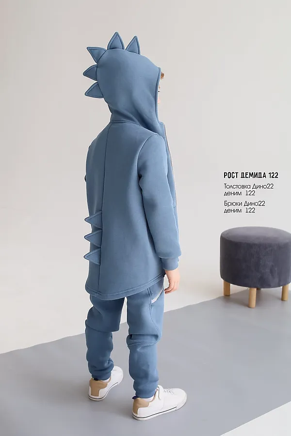Толстовка начес Дино 22 деним MINIDINO, деним - фото 2