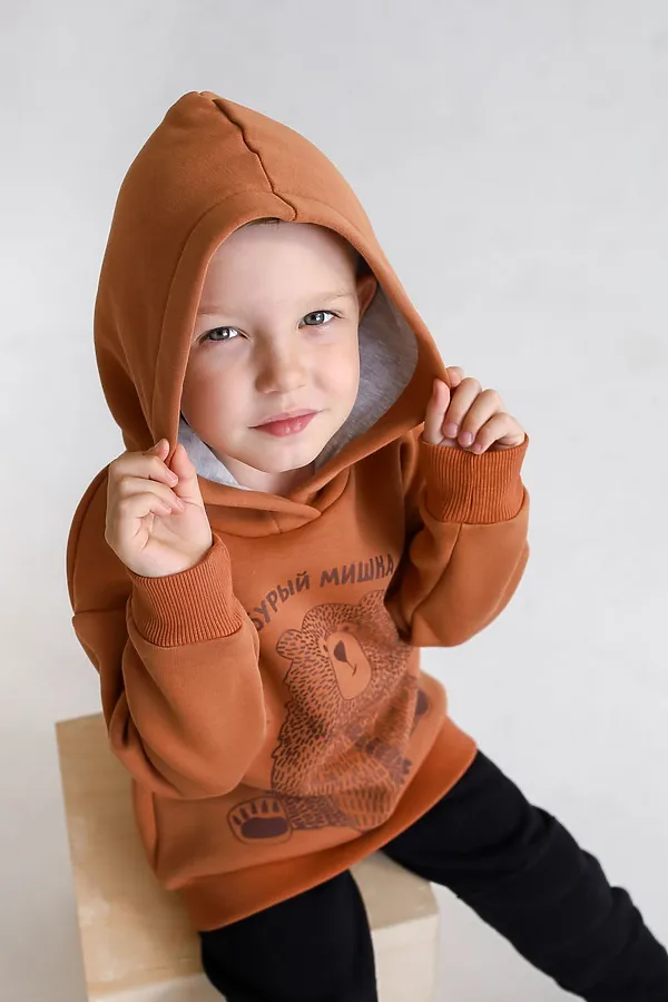 Худи с мишкой пряность MINIDINO, пряность - фото 2