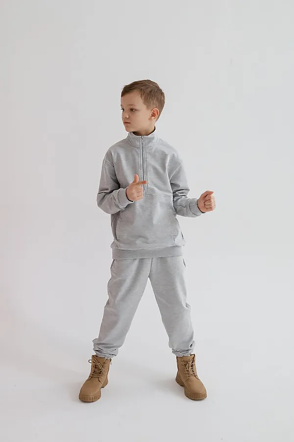 Джемпер Анорак Candy серый меланж MINIDINO, серый меланж - фото 2