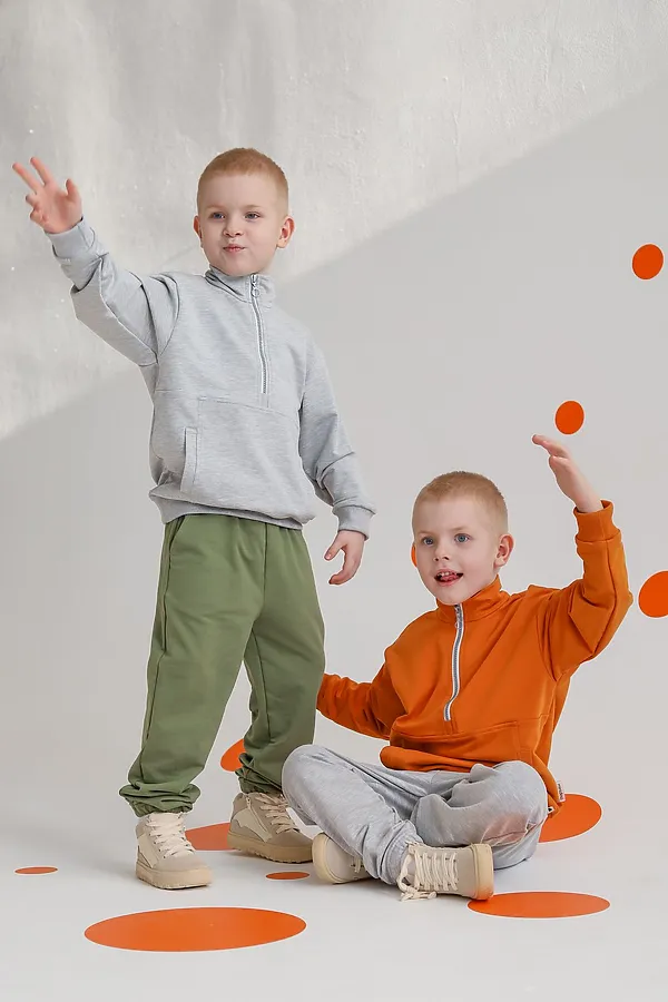 Джемпер Анорак Candy серый меланж MINIDINO, серый меланж - фото 2