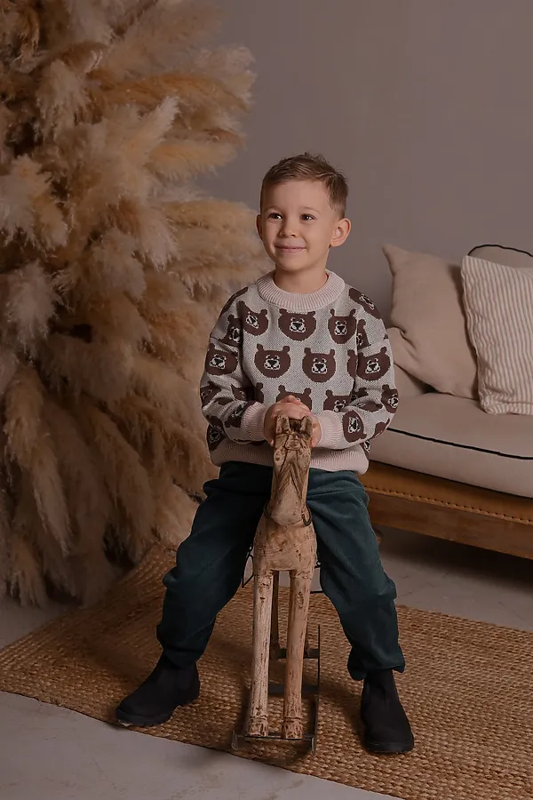 Джемпер Мишка бежевый MINIDINO, бежевый - фото 2