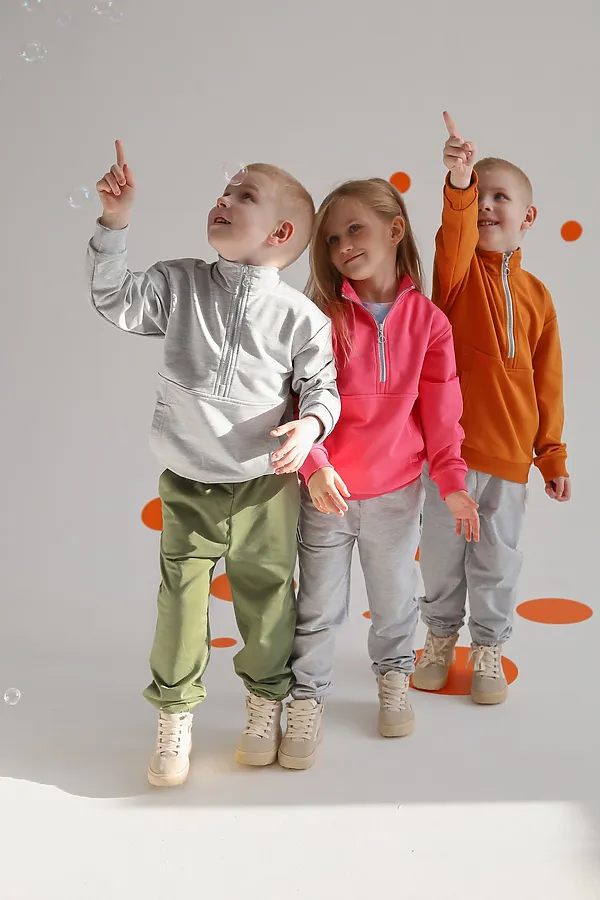 Брюки детские Candy серый меланж MINIDINO, серый меланж - фото 2