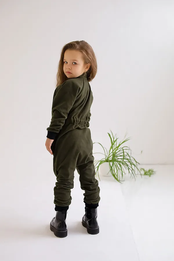 Комбинезон-поддева флис хаки MINIDINO, хаки - фото 2