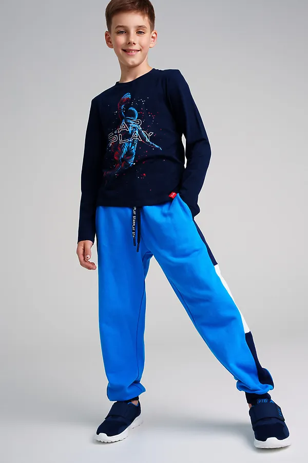 Лонгслив PLAYTODAY, тёмно-синий - фото 2