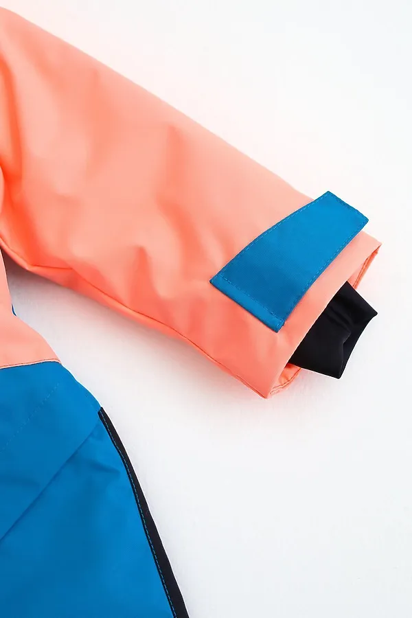 Комбинезон Colour block зима персик-лазурь MINIDINO, персик-лазурь - фото 2