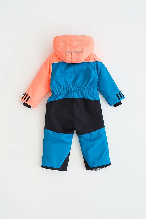 Комбинезон Colour block зима персик-лазурь MINIDINO, персик-лазурь - фото 2