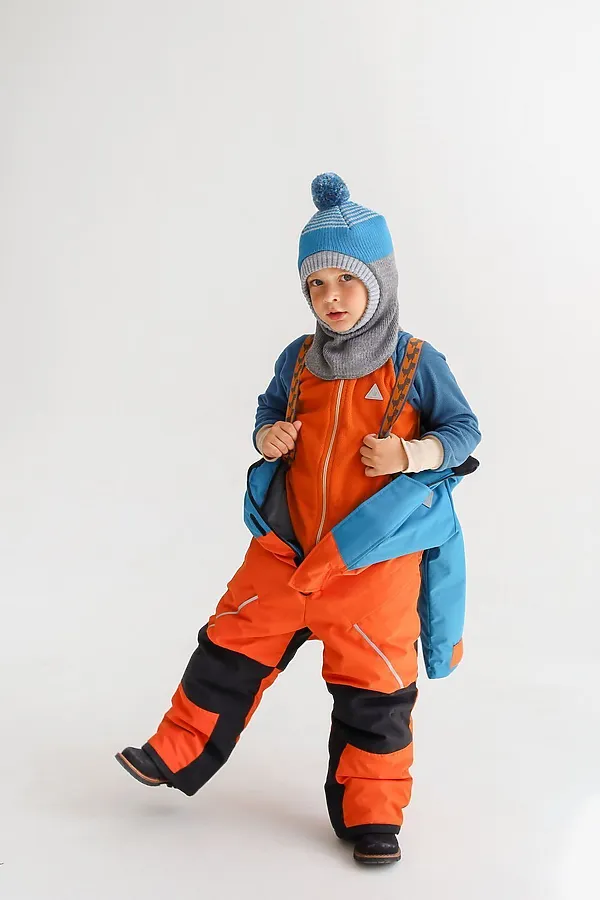 Комбинезон Colour block зима лазурь-морковь MINIDINO, лазурь-морковь - фото 2