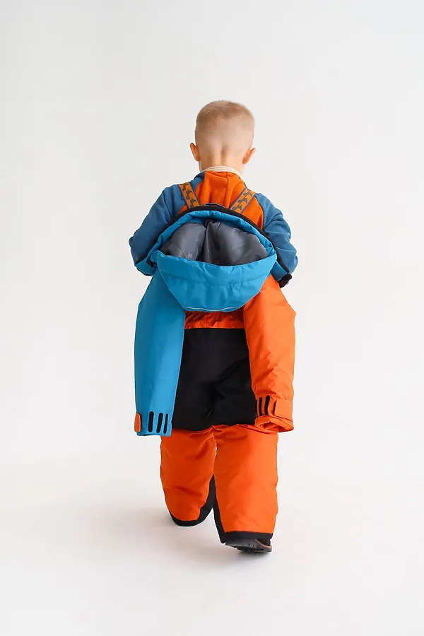 Комбинезон Colour block зима лазурь-морковь MINIDINO, лазурь-морковь - фото 2