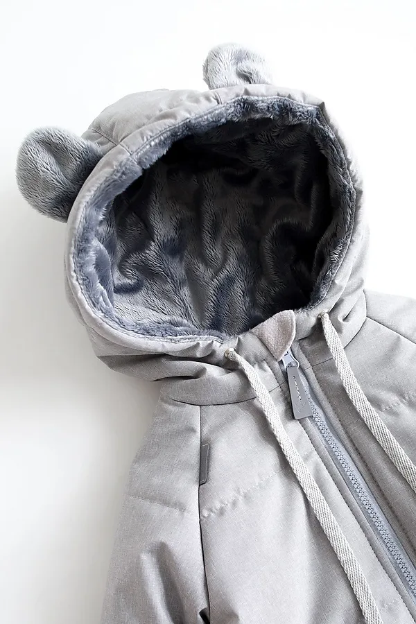 Пальто зима Мишка серебро MINIDINO, серебро - фото 2