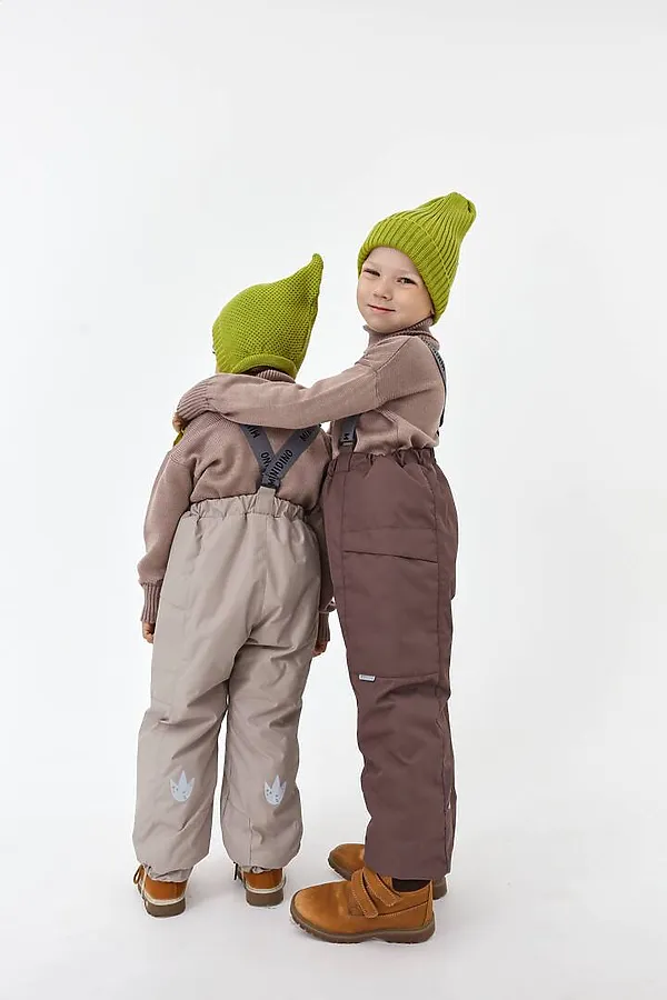 Брюки на лямках зима латте MINIDINO, латте - фото 2