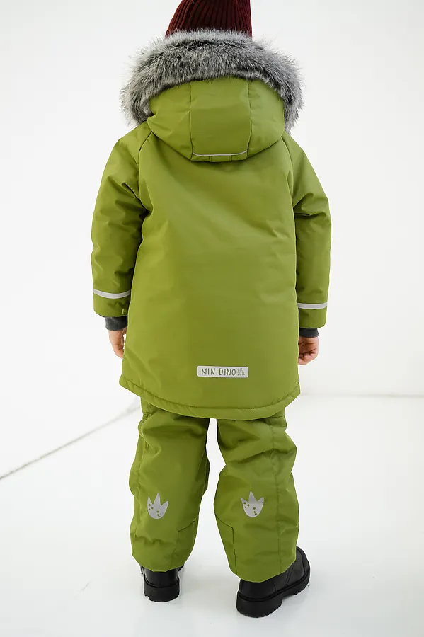 Брюки на лямках зима грин MINIDINO, грин - фото 2