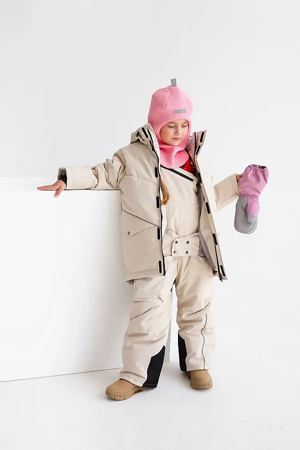 Куртка Асимметрия зима крем MINIDINO, крем - фото 2