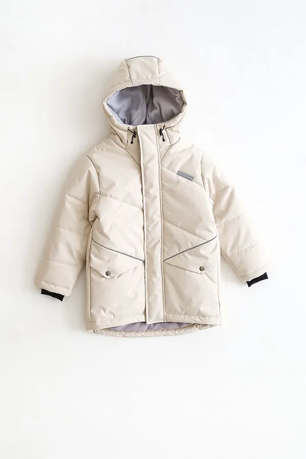 Куртка Асимметрия зима крем MINIDINO, крем - фото 2
