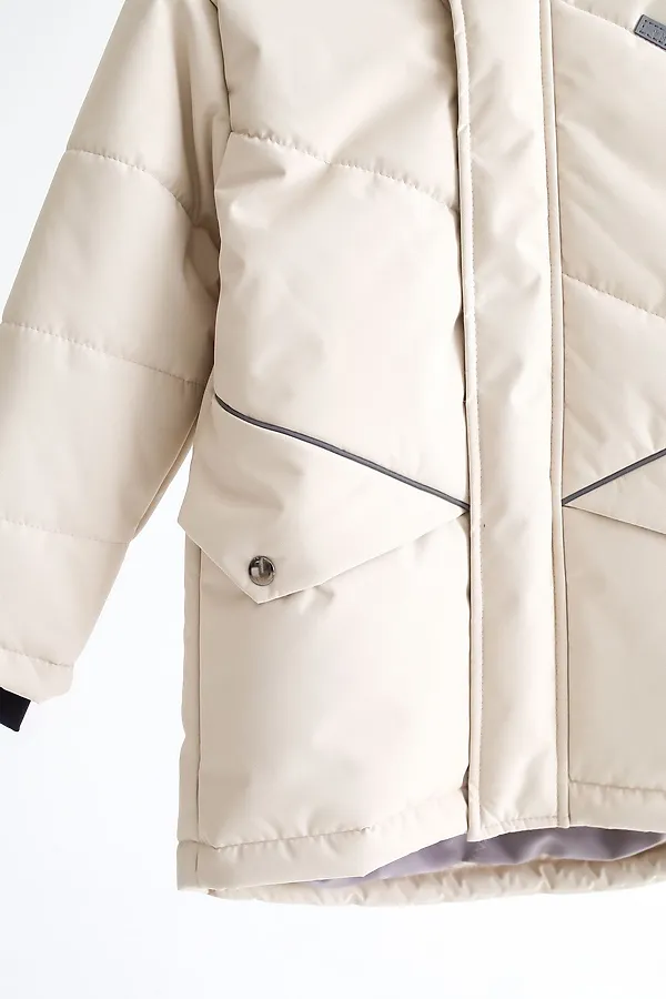 Куртка Асимметрия зима крем MINIDINO, крем - фото 2