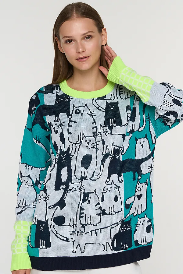 Джемпер VAY, белый/т.синий/яркая бирюза/неон - фото 2