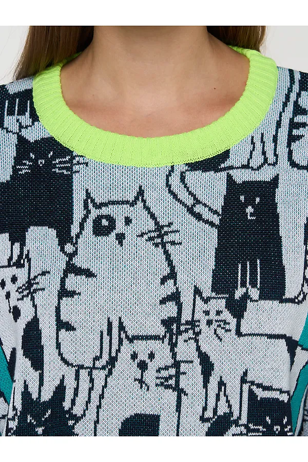 Джемпер VAY, белый/т.синий/яркая бирюза/неон - фото 2