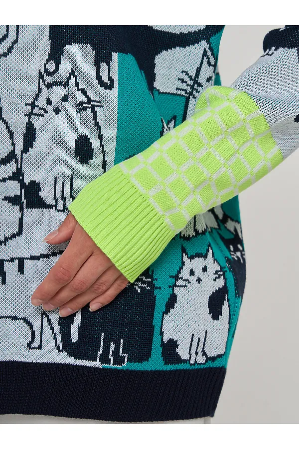 Джемпер VAY, белый/т.синий/яркая бирюза/неон - фото 2