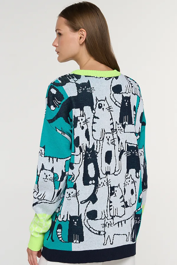 Джемпер VAY, белый/т.синий/яркая бирюза/неон - фото 2