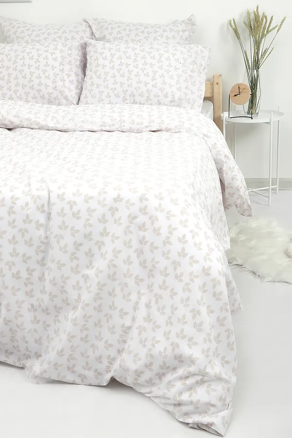 Пододеяльник поплин Первые листочки НАТАЛИ, белый - фото 2