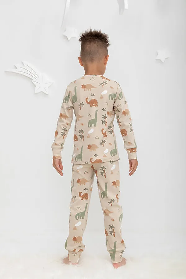 Пижама CROCKID, динозавры,вулканы на белоснежном песке - фото 2