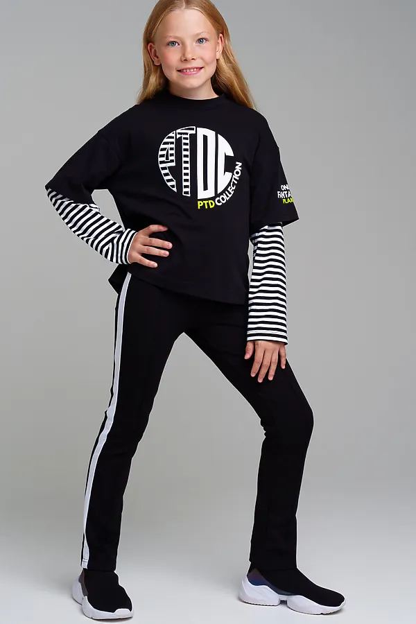 Лонгслив PLAYTODAY, черный,белый - фото 2