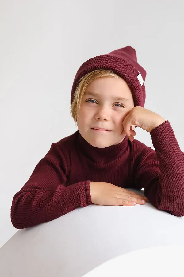 Шапка Капля бордо MINIDINO, бордо - фото 2